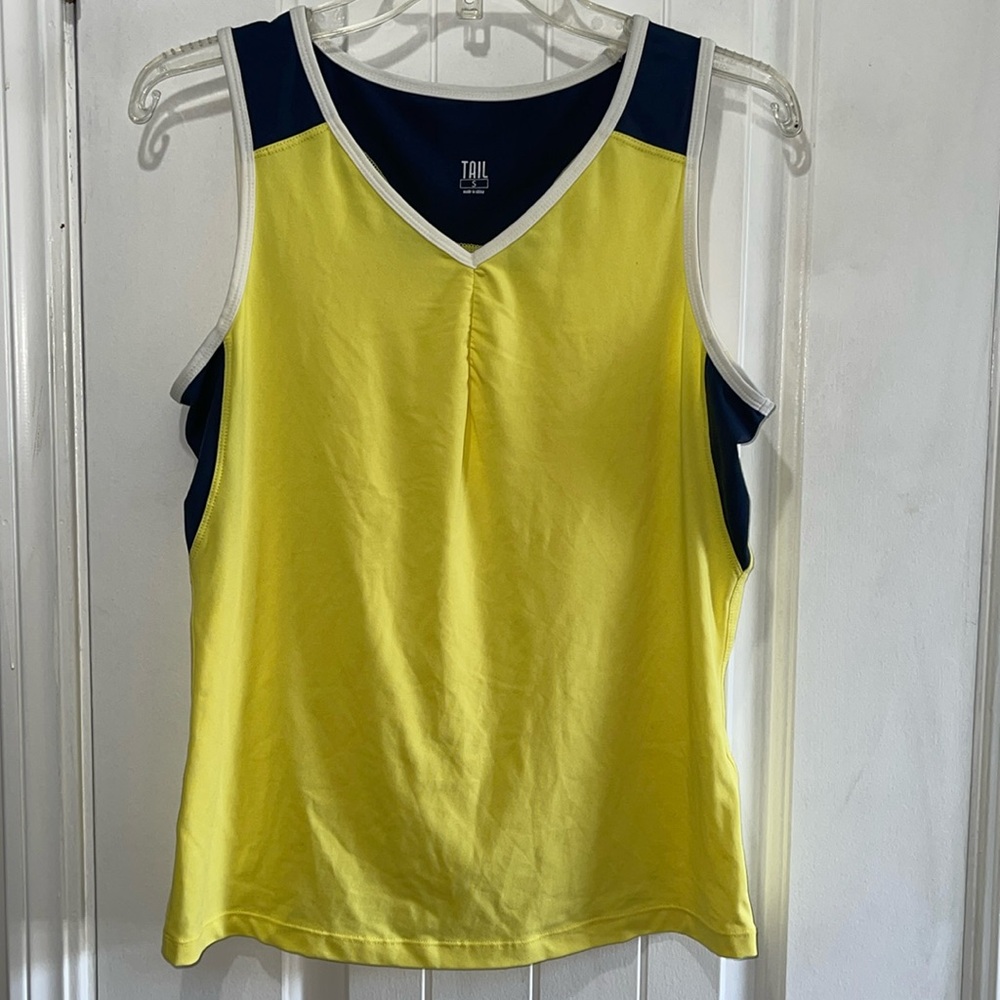Tail Yellow white and navy blue tank top worn for playing sports & exercise